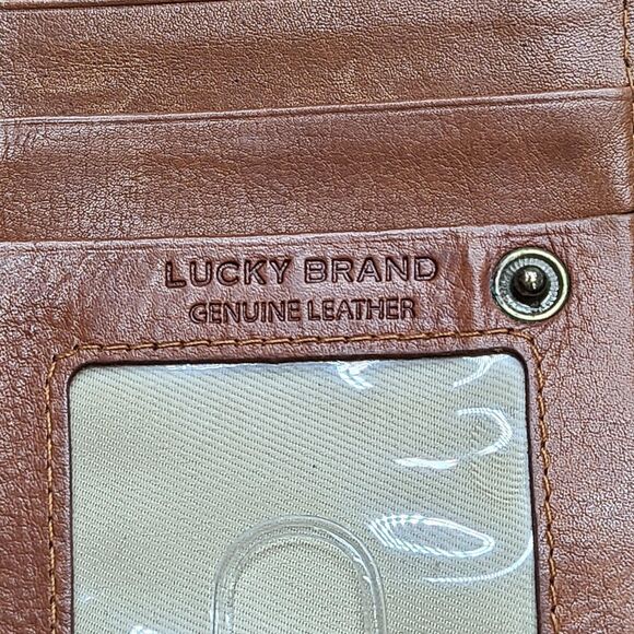 Lucky Brand Crossbody Wallet Womens Tan Genuine Leather Phone Adjustable Strap - Picture 5 of 8